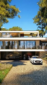 ✨ Luxury Forest Villa – Modern Architecture Immersed in Nature ✨ A spectacular concept of contemporary architecture, this villa blends seamlessly into the natural landscape, surrounded by tall pines and lush greenery. With an elegant façade of stone and glass, expansive glazed surfaces, and generous terraces, it offers a unique experience where luxury meets the serenity of nature. Spread across three levels, the spaces are designed for comfort, privacy, and fluid living, while natural light beco