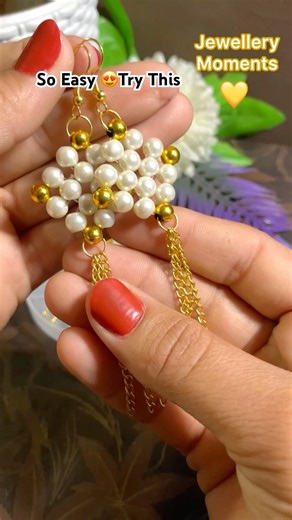 Elegant Pearl Earrings ✨ Handmade Jewellery Tutorial | Easy DIY Earrings 💛#shorts
