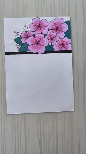 Pink Elegant Flower Page Border design/6 easy border design/Project design/Priyanka Gunwal #shorts