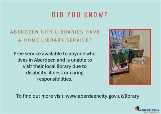 We're almost at the end of our 'So you think the library isnt for you?' advent calendar. Did you know that we offer a Home Library Service for those who cannot visit their local library due to disability, illness or caring responsiblities? To find out more visit www.aberdeencity.gov.uk/library | Aberdeen City Libraries