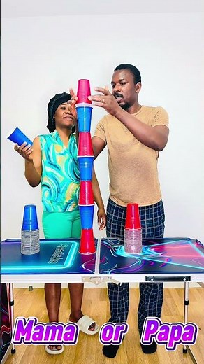 🔥 Mama vs Papa Cup Stacking Challenge | Who Is Faster?