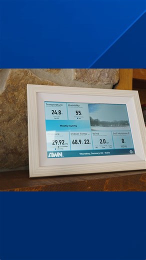Weather, at a glance. The AWN Weather Window bringing real-time conditions indoors. 📊 #AWN #WeatherWindow #WeatherTech #Weather #Tech #HomeMonitoring #Winter | Ambient Weather