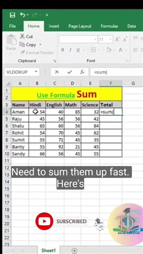 How to use Sum formula Excel’s 🤔 #excel #basisofaccounting #viral #shorts #ytshorts #trending