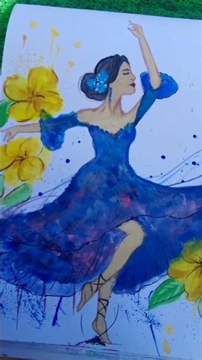 Girl painting with water colour #shortvideo ##beautful #artideas