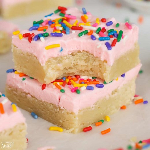 Sugar Cookie Bars {Soft-Baked} - Celebrating Sweets