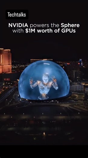 TechTalks on Instagram: "The Vegas Sphere isn't magic... it's a million dollars of raw GPU power That jaw-dropping glow wrapping Las Vegas isn't a trick of the light. It's brute force computing. The Las Vegas Sphere runs on more than 150 high-end GPUs from NVIDIA. Just the graphics hardware alone costs over $1 million. Every pixel you see, inside and out, is driven in real time. The exterior shell pushes visuals across 1.2 million programmable LEDs. Inside, the screens hit a massive 16K resoluti