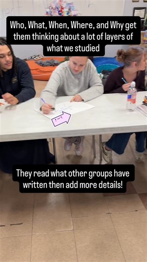 Carrie Toth🍎 on Instagram: "Today we did Starburst Summaries. I wrote each of our five major units on a poster and divided it into 5 quadrants with a starburst shape. In the 5 quadrants, I wrote the Spanish question words who, what, when, why, and where. Students were tasked with filling in information in the quadrants based on these words. They moved station to station on a 5 minute timer filling in the spaces. It was great to see them reasoning out how to get why questions and answers, to thi