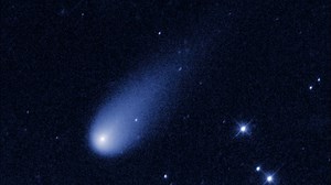 #HubbleClassic This time-lapse sequence of Hubble images shows Comet ISON moving against a backdrop of stars in May 2013, as it was hurtling toward the Sun at 48,000 miles per hour. The comet broke apart as it passed near the Sun in November that year. Learn more: https://go.nasa.gov/2JRE1ff Credits: NASA, ESA, the Hubble Heritage Team (STScI/AURA), and G. Bacon (STScI) #NASA #Hubble #comet #classic #stars #telescope #astronomy #space #science #universe | NASA's Hubble Space Telescope