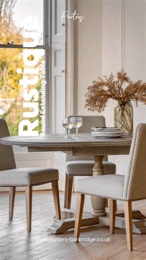 Porters Furnishings & Giftware on Instagram: "✨ New In: Rustique Round Extending Dining Table ✨ Crafted from beautiful Mindy wood, the Rustique collection is lightly brushed to capture the natural ageing of a beachside veranda — sun-kissed, relaxed, and full of character 🌊☀️ With subtle nods to French Colonial style, this versatile design works just as effortlessly in a modern home. The round extending top adapts to your space, expanding from 120cm to 165cm, making it perfect for everyday dinin