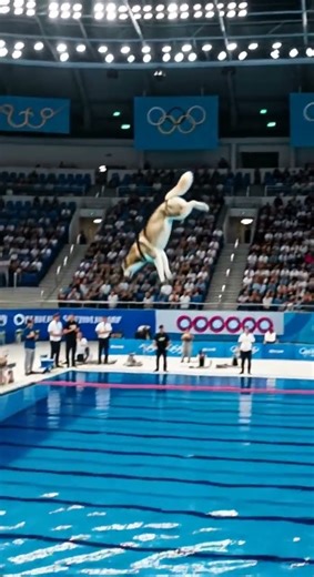 Alaskan Husky Prepares to Dive from Olympic Platform | A-Z Animals