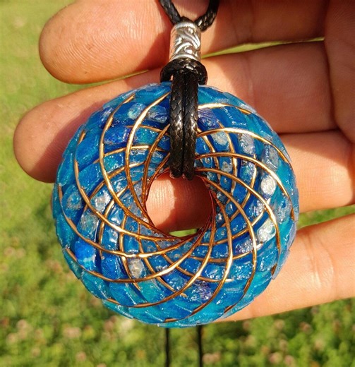 Handmade Lapis Lazuli Rodin Coil Pendant – Sacred Geometry Copper Torus - Etsy