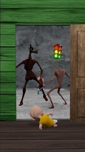 Upin mengetuk pintu ada Siren Head vs Traffic Light Head ‼️😱