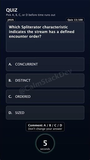 Quiz-113 | Spliterator encounter order flag — which one? | #shorts #java #quiz