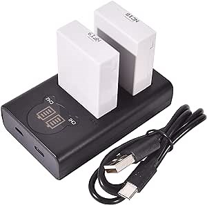 DSTE 2-Pack LP-E8 Battery + Dual LCD Battery Charger Compatible with Canon EOS 550D 600D 650D 700D Kiss Digital X4 X5 X6i X7i Rebel T2i T3i T4i T5i LC-E8E