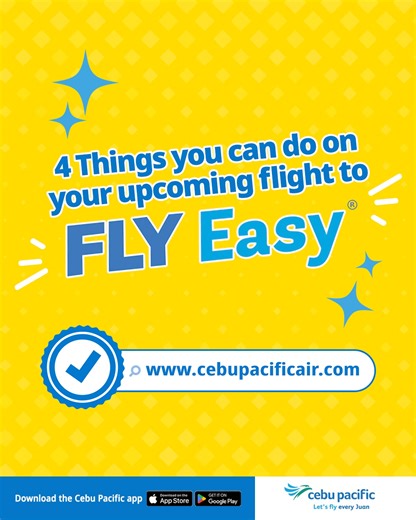 Fly Easy by doing these 4 things via Manage Booking on your upcoming flight. Plan ahead, skip the stress, and enjoy a smooth journey for the holidays when you book direct with Cebu Pacific. 🎄 #FlyEasy with Cebu Pacific. Book now at www.cebupacificair.com or via the CEB App: https://bit.ly/CEBAppDownload #LetsFlyEveryJuan | Cebu Pacific Air