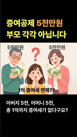 증여공제 5천만원, 부모 각각 아닙니다 (증여세 핵심)