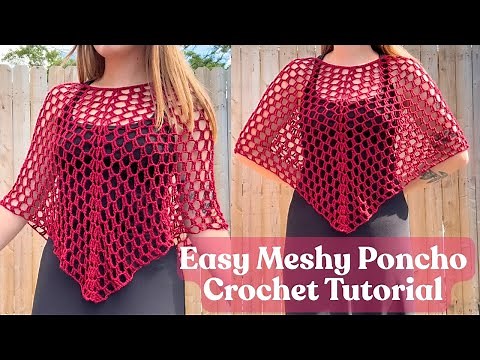 Simple Mesh Crochet Poncho Tutorial | Easy Beginner Tutorial