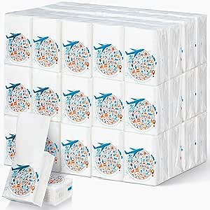 Therwen 100 Pack Pocket Tissues Travel Packs Bulk 1000 Sheet Mini Tissues Bulk 3 Ply Small Travel Size Paper Individual Pocket Size (Journey Theme)