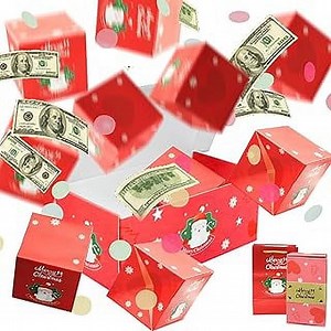 Christmas Surprise Box for Money, Exploding Surprise Box Xmas Santa Gift Box Surprise Gift Box Red Bouncing Money Box Cash Explosion Gift Box for Present Christmas Party Supplies (Red-11pcs)