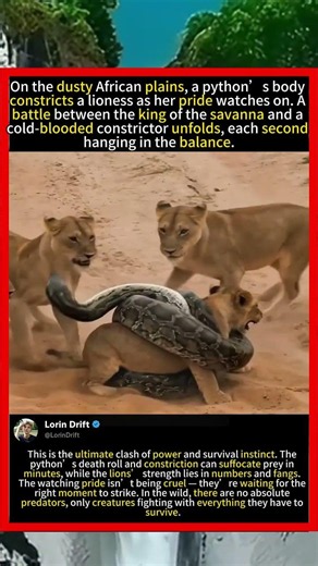 Python vs. Lion Pride: The Most Intense Battle in the Wild#foryou #fyp #animals#funny