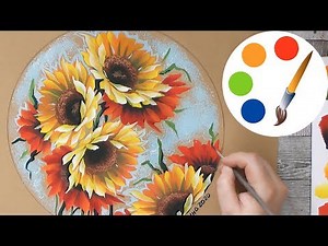 How to paint sunflowers, One Stroke painting