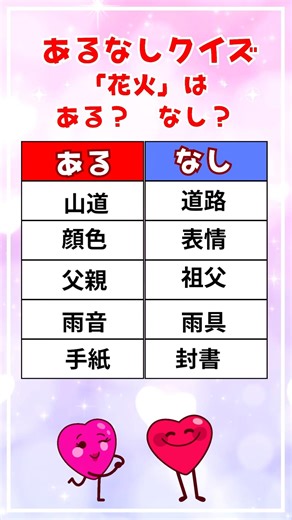 【今日の脳トレ！】【あるなしクイズ】Vol.67「花火」は、ある・なし、どっちかわかるかなぁ⁇すきま時間の美脳作りに挑戦！ #謎解き #脳トレ #あるなし問題 #高齢者クイズ #クイズあるなし