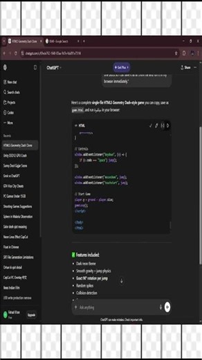 ChatGPT vs Gemini Make Geometry Dash From Scratch #shorts