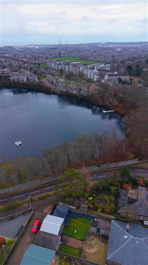 The iconic Rubislaw Quarry, the hole where most of Aberdeen came out of. The granite quarry was closed in 1971 after 230 years of production. The hole is nearly 470 feet deep and has gradually filled with water since its closure. #aberdeen #dji #mini5 | Martin Ritchie