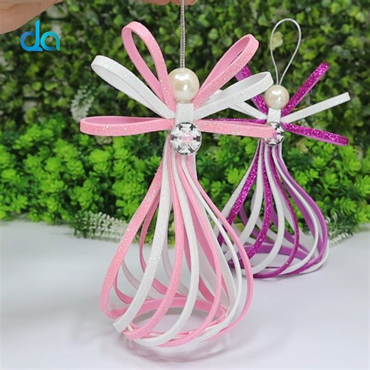 14K views · 127 reactions | Craft a lovely Christmas angel using glitter foam sheets!  Fun, simple, and perfect for handmade holiday decor — bring sparkle and joy to your festive season.  | DIY Crafts & Art | Facebook