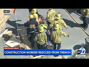 Construction worker trapped inside deep trench in Irvine for nearly 3 hours