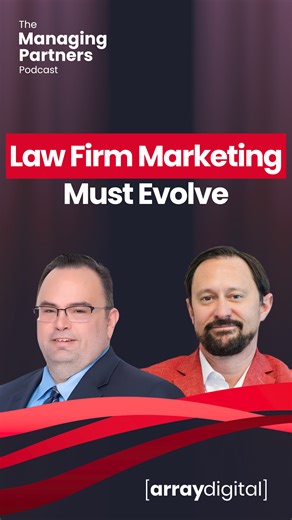 “When your firm grows, your marketing has to evolve too.” Paul Seabrook learned this lesson after experiencing massive growth. Hear how he adapted to keep attracting high-quality clients. 🎧 Watch the full episode in our bio. 👥 Follow us for more conversations with law firm leaders. #legalmarketing | Array Digital