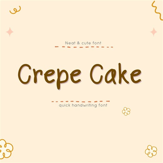 Crepe Cake Font - Cute Handwriting Script (TTF, OTF) (digital Download) - Etsy