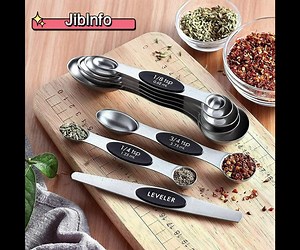 Magnetic Measuring Spoons Set Stainless Steel sauce Spoons Fits in Spice Jars Set of 8 is Oil, Salt, Sauce and Vinegar Measuring Tool…