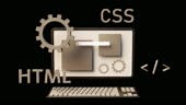 Web programming with css and html languages with close-up of a...