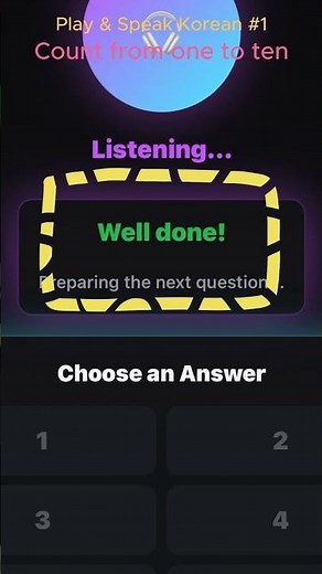 🎮✨ [FREE] 5 SECONDS PER Q! Korean 1-10 Listening Game!👂 | Play & Speak Korean Shorts #1-4