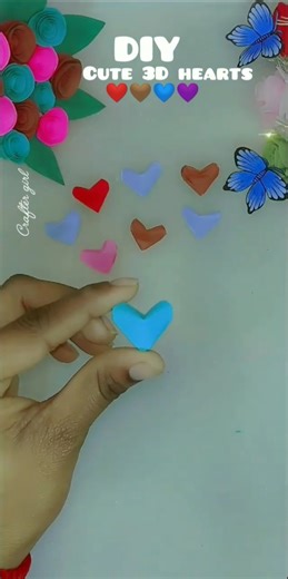 DIY cute 3D Hearts❤💞 making ideas💡👌#craftergirl #diy #homemadepapercraft #gift #shortsfeed #shorts