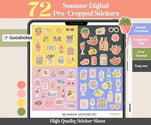 Summer Stickers for Goodnotes Planner, Cute Notes, Aesthetic Precropped Digital Stickers, Decor for Journal Notebook, Everyday Lifestyle - Etsy Canada