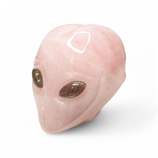 Rose Quartz Alien Skull | Flashy Labradorite Eyes | 1 Lb Crystal Star Being Carving - Etsy