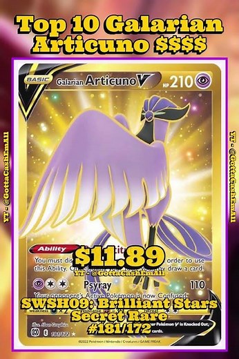 Top 10 Rarest & Most Expensive Galarian Articuno Pokémon Cards Ever! 💜 #pokemon #top10 #tcg #pokémon