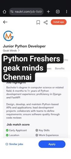 Python Freshers job at geakMinds Chennai