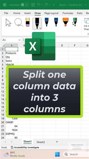 13K views · 80 reactions | Split one column data into multiple columns #excel #vikominstitute #WRAPROWS https://youtube.com/shorts/caSiQCnBrYQ | Excel By Vikal | Facebook