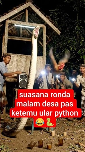 AI GENERATED Suasana ronda malam desa pas ketemu ular python 😂🐍