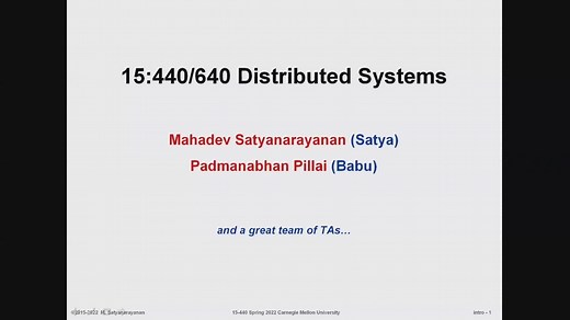 CMU 15-440 分布式系统 Distributed System Spring Semester