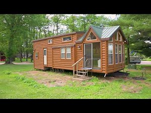 Log Cabin Rustic Park Model Rental | Western Woods Campground | Wisconsin Dells Vacation Cabin