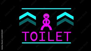 This black wall neon sign design is perfect as a warning sign for the men's toilet safety sign going the straight way. (Add alpha channel), 4K video looped