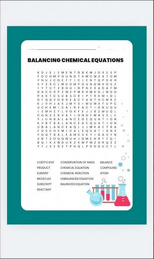 🔍 Word Search: Balancing Chemical Equations – Science Vocabulary Hunt! #ytshorts #science