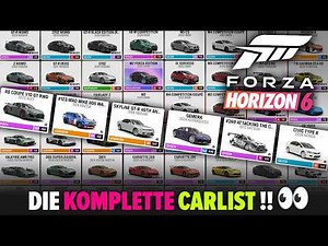 The complete CARLIST + DLC + first Autopass vehicles at release - FORZA HORIZON 6