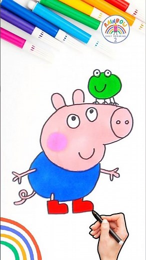 Draw Baby George Pig | Peppa George Pig with Frog Drawing 🌈🐽🐸 #peppapig #shorts #baby