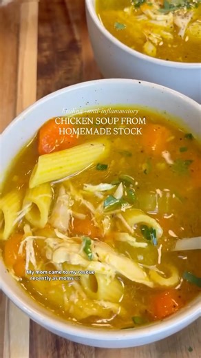 Olivia Adriance ♡ on Instagram: "HEALING ANTI-INFLAMMATORY CHICKEN SOUP FROM HOMEMADE STOCK✨ easily the best chicken soup I have ever had. I am now a convert to making chicken soup from homemade chicken stock. Not only is it a really satisfying process but the flavor is so superior and you can’t beat the health benefits of this soup! If you’re under the weather or just looking for extra comfort, this healing chicken soup is for you! For the stock: 1 whole chicken (5 lbs) enough water to cover th