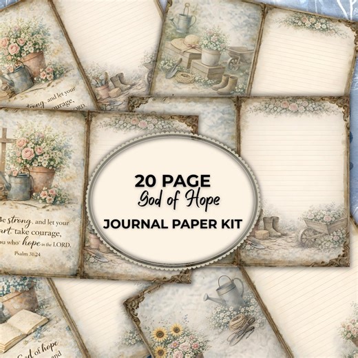 God of Hope Christian Journal Papers Vintage Floral Scripture Writing Pages PDF JPG 11x8.5 Backing Papers Instant Download - Etsy UK